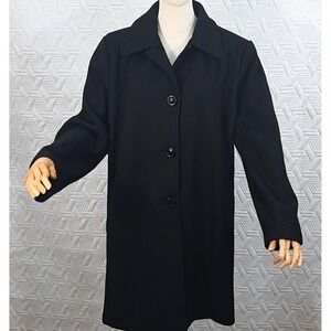 Collection Gallery Black Wool Blend Car Coat Women XL Button Front Long Jacket